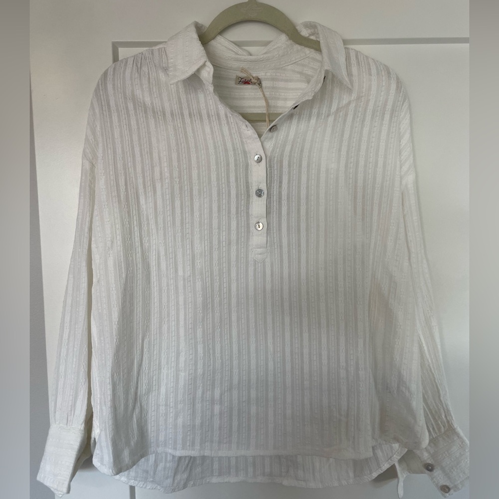 NEW! Faherty White Button-Up Blouse